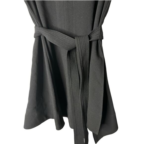 Theory Black Sleeveless Belted Mini Dress Size P+ Fit & Flare - Picture 6 of 8